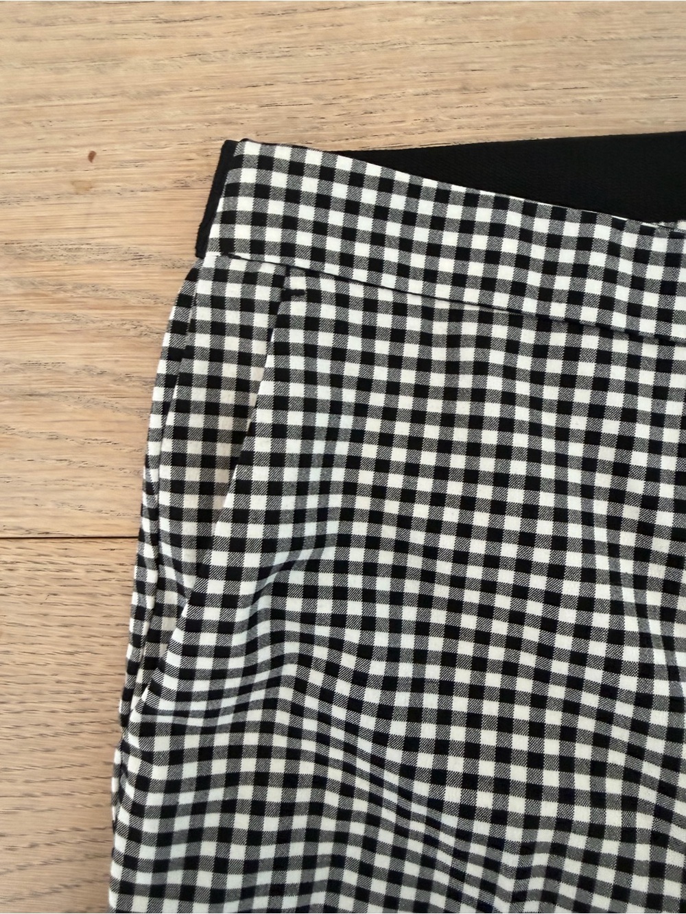 Zara Black White Gingham Check Straight Leg Ankle Pants Women’s Large - Picture 2 of 6